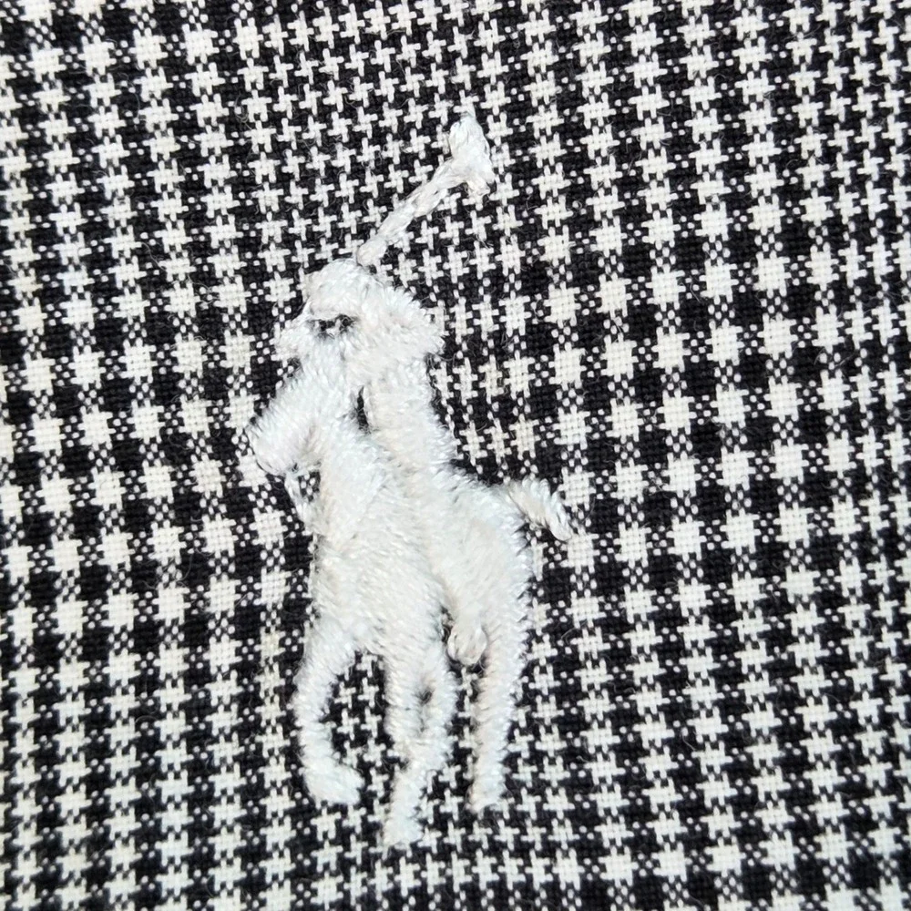 Polo Ralph Lauren Button Down Shirt Mens XL Classic Fit Glen Plaid Black White